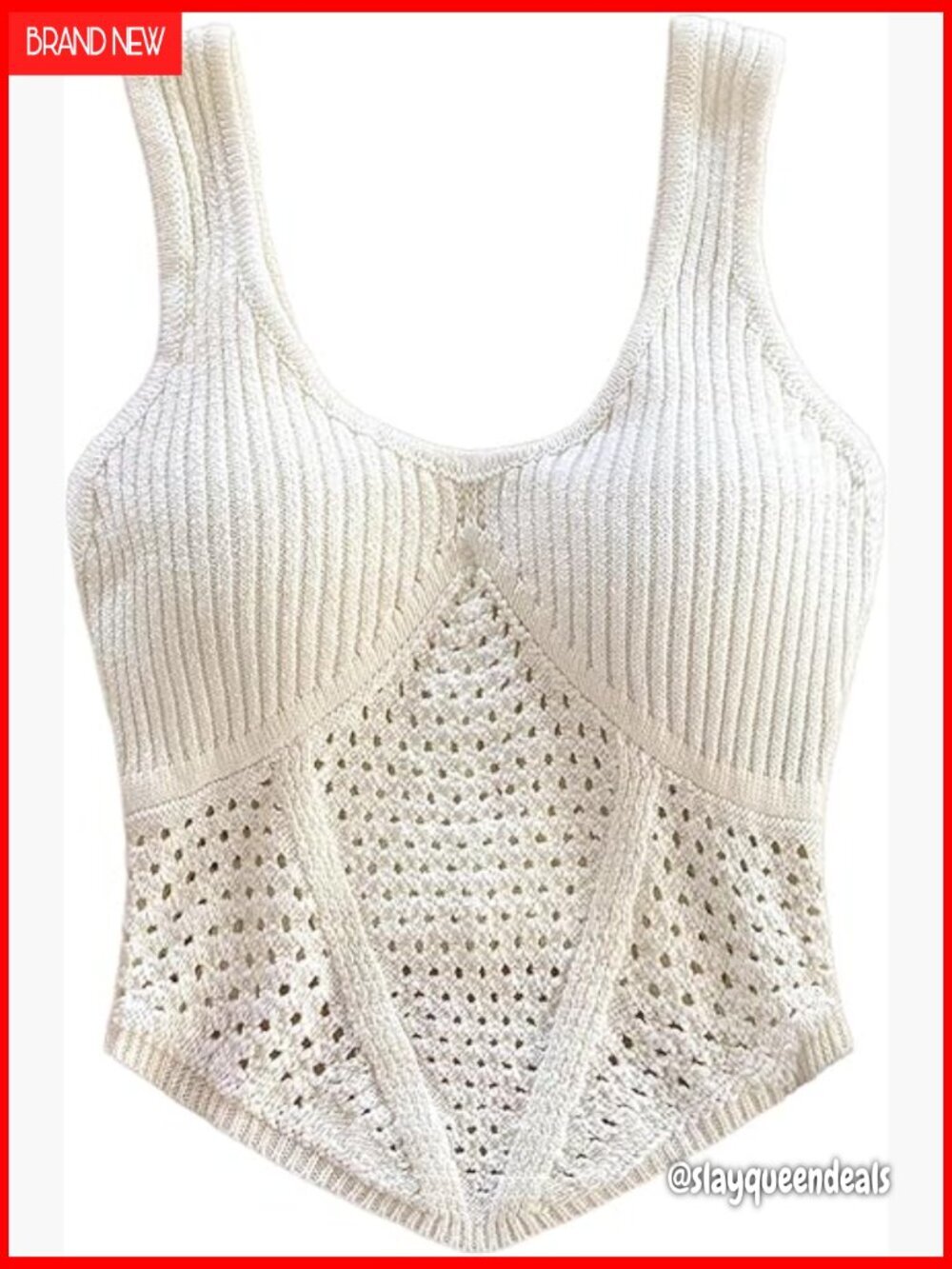 Women's Knitted Crop Tank Top Sleeveless Scoop Neck Summer Vest